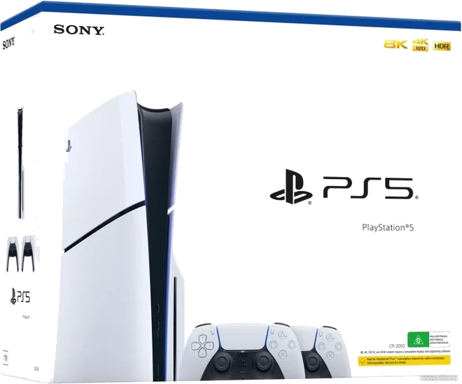 Sony PlayStation 5 Slim (1 ревизия, с дисководом, 2 геймпада)